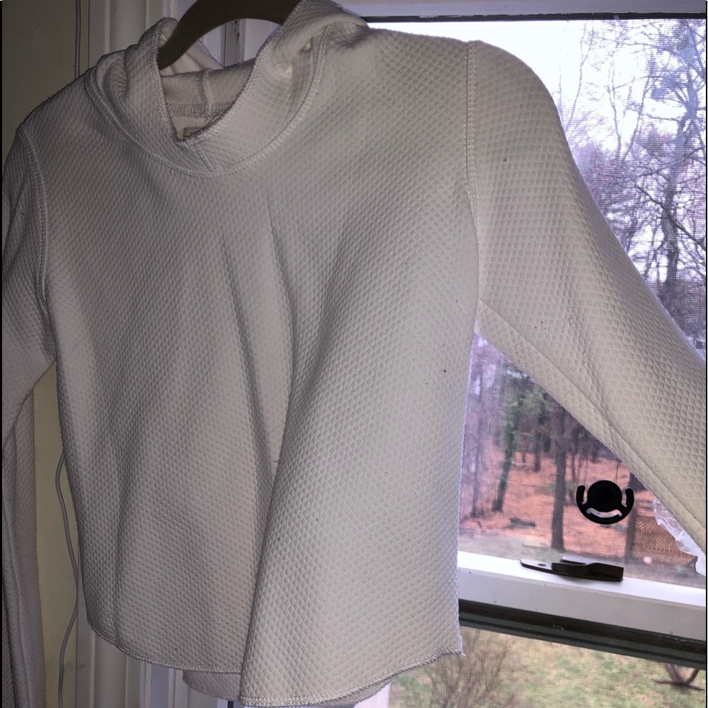 Textured white Hoodie